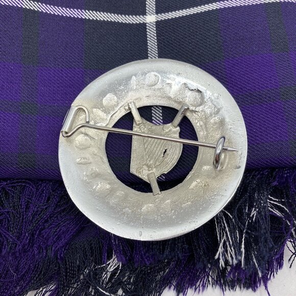 Melville Kilts Purple Fly Plaid Tartan & Brooch Set Scottish Celtic - Picture 3 of 7